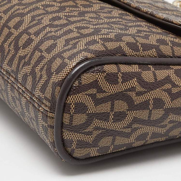 Pre Owned Aigner Brown Coated Canvas and Leather Crossbody Bag