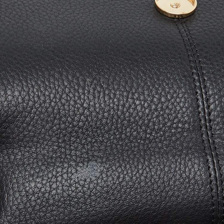Pre Owned Aigner Black Leather Logo Flap Top Handle Bag