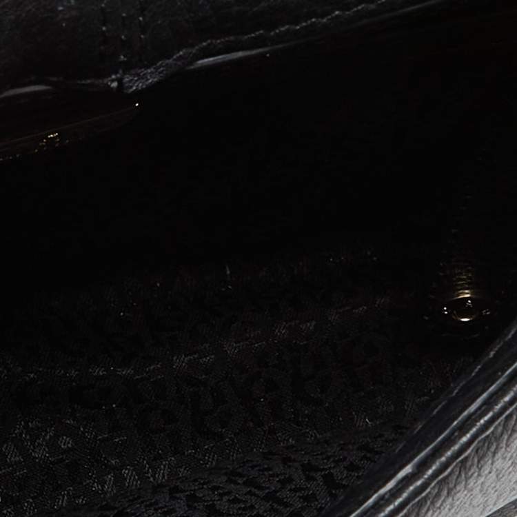 Pre Owned Aigner Black Leather Logo Flap Top Handle Bag