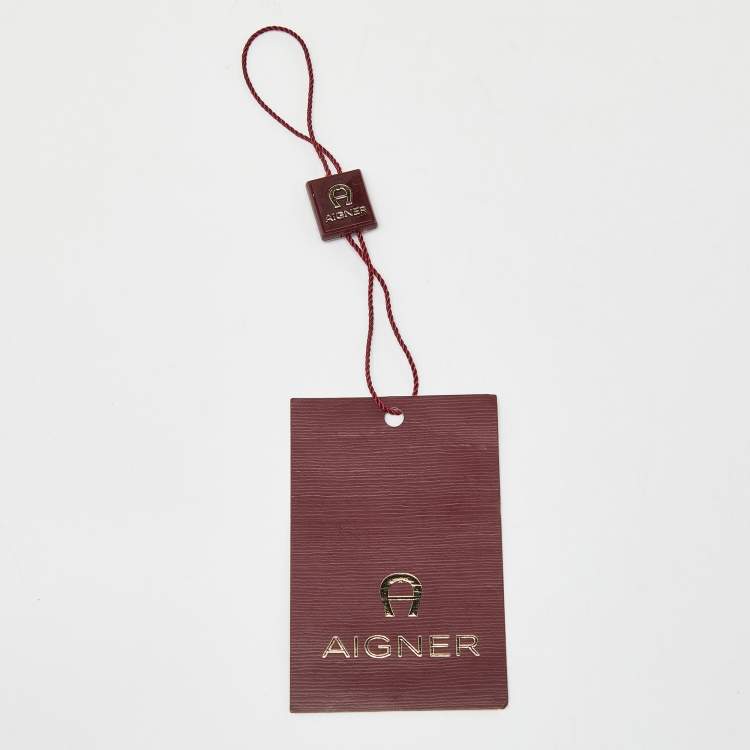 Pre Owned Aigner Brown/Red Signature Coated Canvas and Leather Crossbody Bag