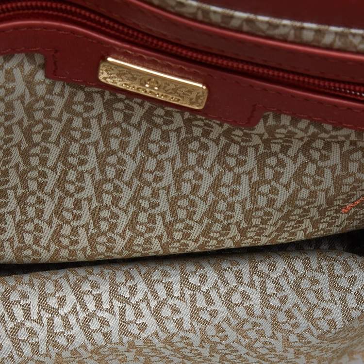 Pre Owned Aigner Brown/Red Signature Coated Canvas and Leather Crossbody Bag