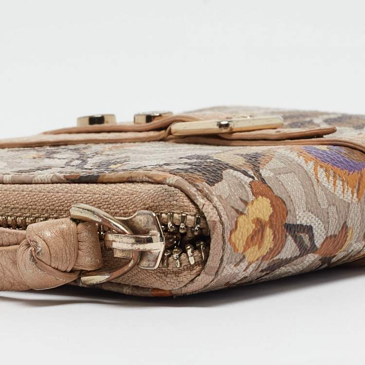 Pre Owned Aigner Multicolor Floral Print Coated Canvas and Leather Zip Compact Leather