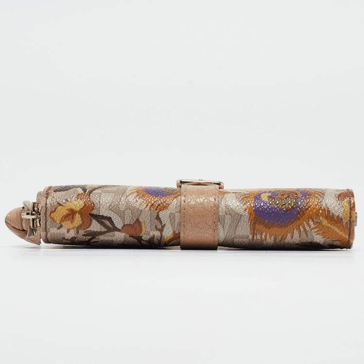 Pre Owned Aigner Multicolor Floral Print Coated Canvas and Leather Zip Compact Leather