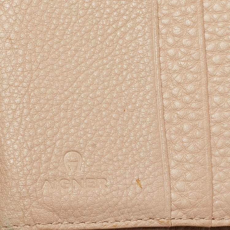 Pre Owned Aigner Multicolor Floral Print Coated Canvas and Leather Zip Compact Leather