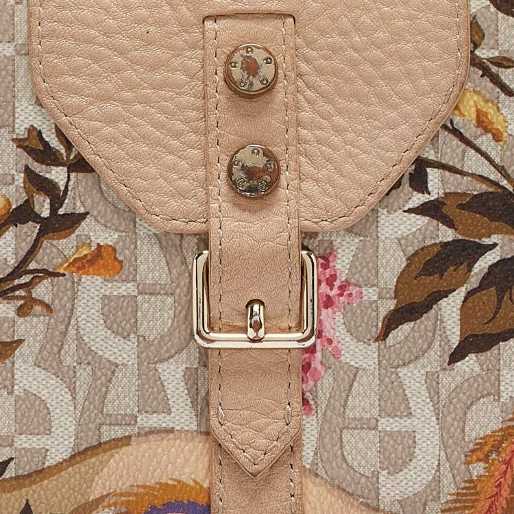 Pre Owned Aigner Multicolor Floral Print Coated Canvas and Leather Zip Compact Leather