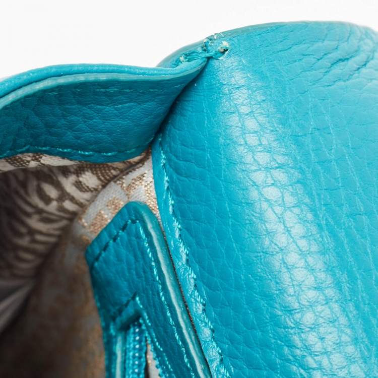 Pre Owned Aigner Green Leather Logo Flap Top Handle Bag