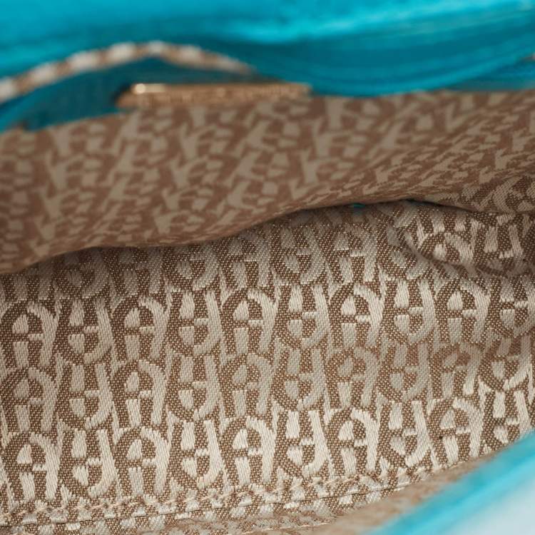 Pre Owned Aigner Green Leather Logo Flap Top Handle Bag