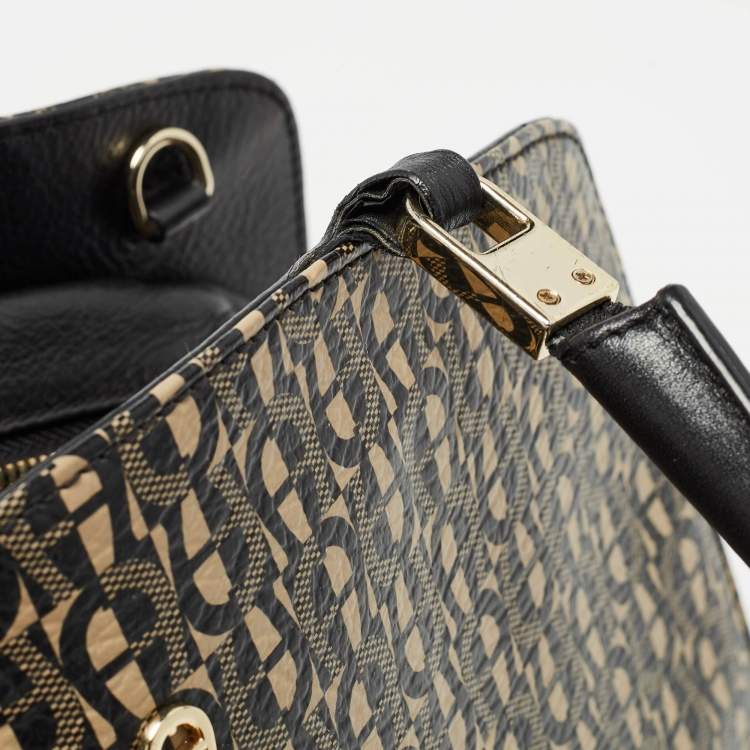 Pre Owned Aigner Black Signature PVC and Leather Satchel