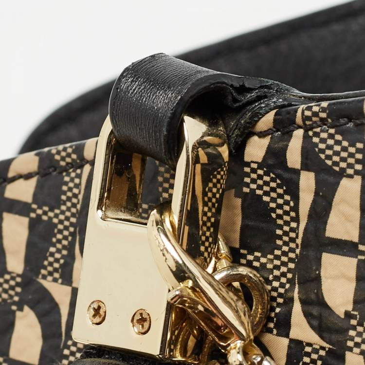 Pre Owned Aigner Black Signature PVC and Leather Satchel