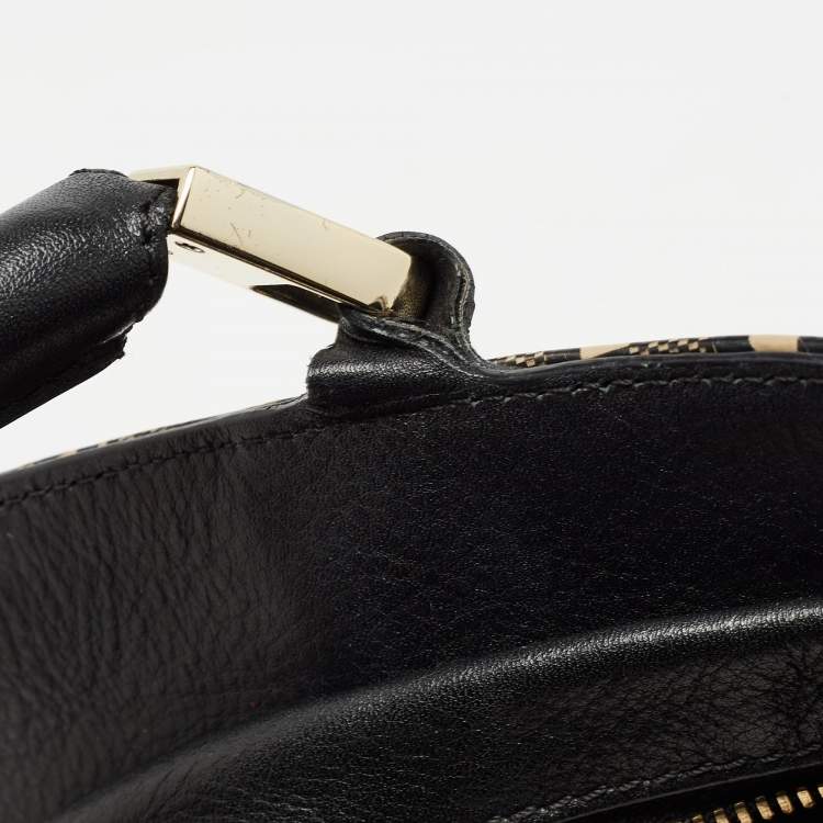 Pre Owned Aigner Black Signature PVC and Leather Satchel