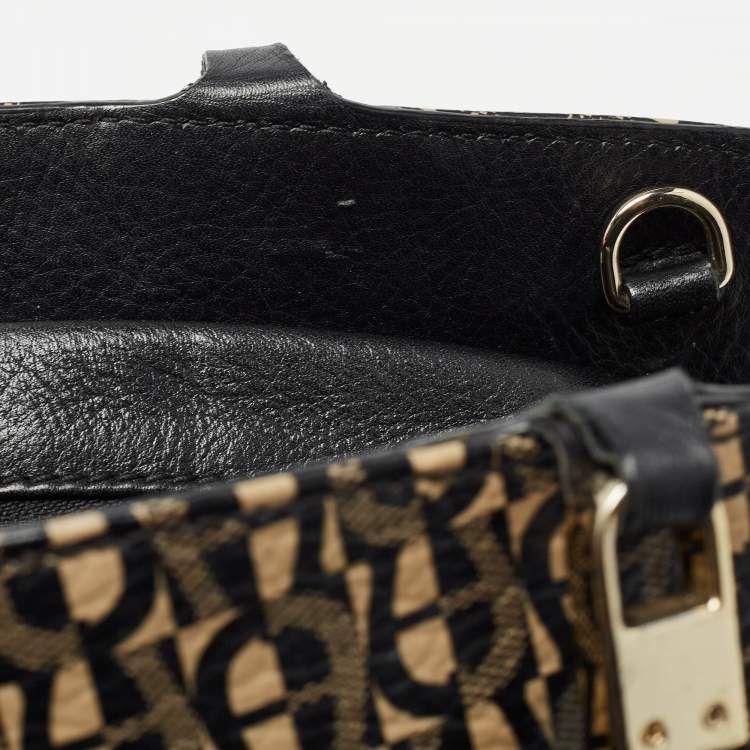 Pre Owned Aigner Black Signature PVC and Leather Satchel