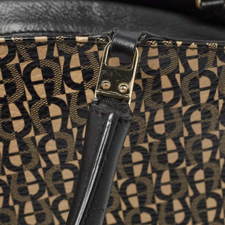 Pre Owned Aigner Black Signature PVC and Leather Satchel