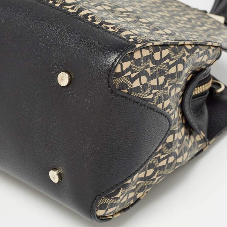Pre Owned Aigner Black Signature PVC and Leather Satchel