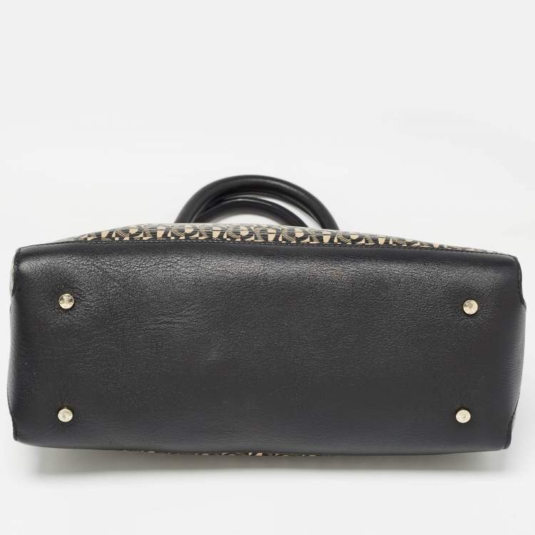 Pre Owned Aigner Black Signature PVC and Leather Satchel