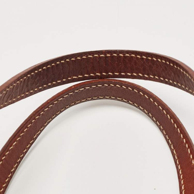 Pre Owned Aigner Brown Leather Logo Flap Hobo 