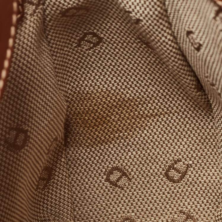 Pre Owned Aigner Brown Leather Logo Flap Hobo 
