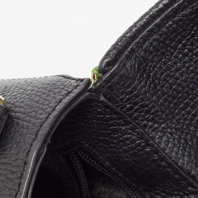 مملوكة مسبقًا Aigner Black Leather and Coated Canvas Crossbody Bag
