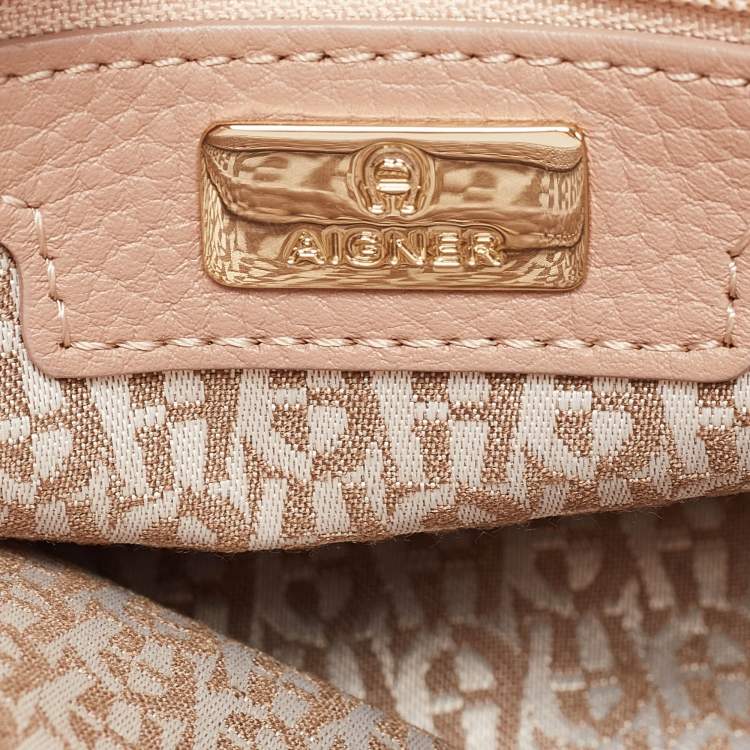 Pre Owned Aigner Beige Leather Isabela Shoulder Bag