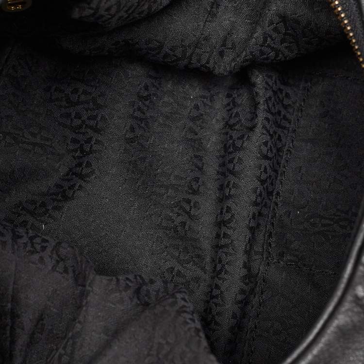 Pre Owned Aigner Black Chain Embossed Leather Hobo