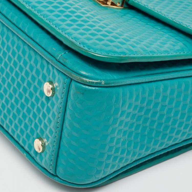 Pre Owned Aigner Green Textured Leather Genoveva Top Handle Bag