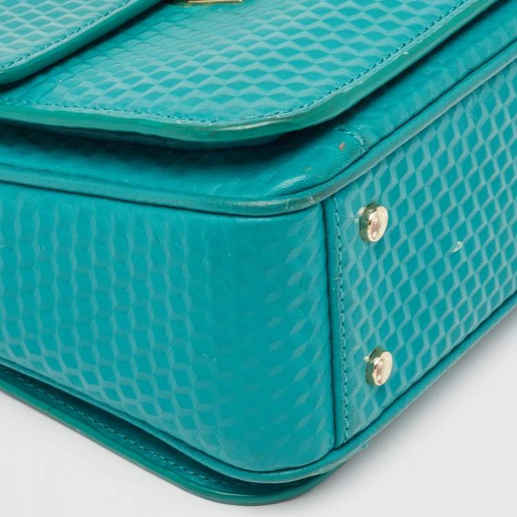 Pre Owned Aigner Green Textured Leather Genoveva Top Handle Bag