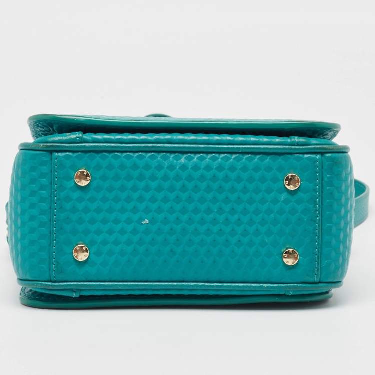 Pre Owned Aigner Green Textured Leather Genoveva Top Handle Bag