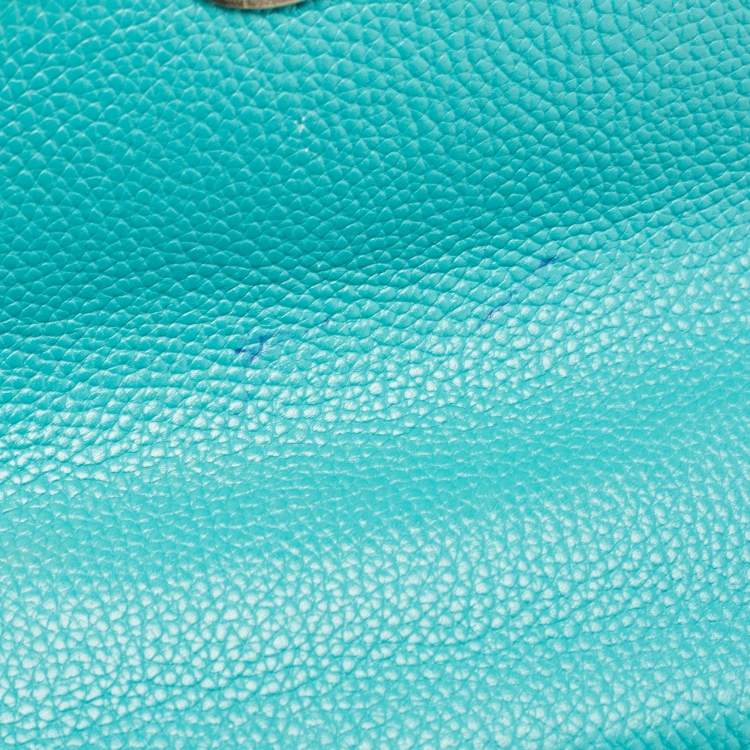 Pre Owned Aigner Green Textured Leather Genoveva Top Handle Bag
