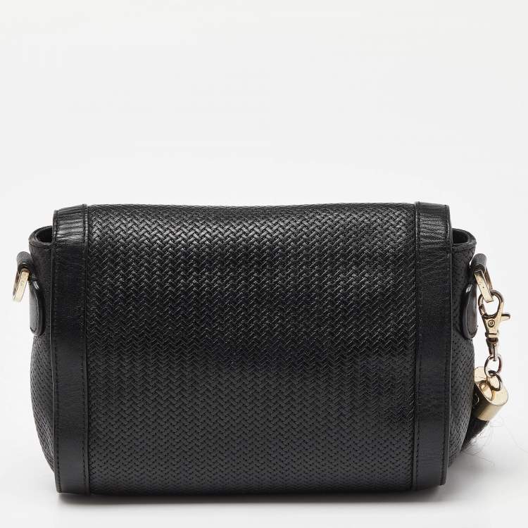 Pre Owned Aigner Black Textured Leather Cavallina Crossbody Bag