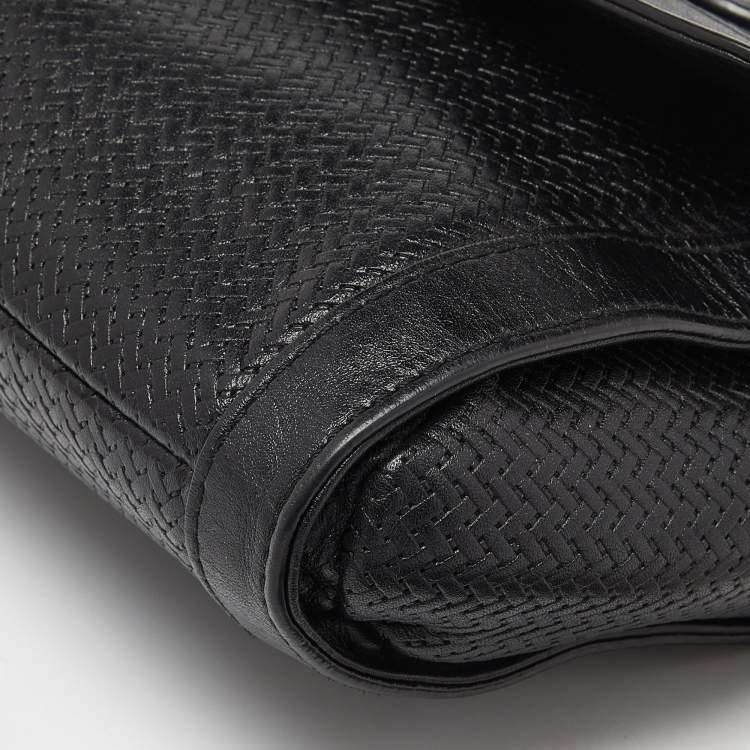 Pre Owned Aigner Black Textured Leather Cavallina Crossbody Bag