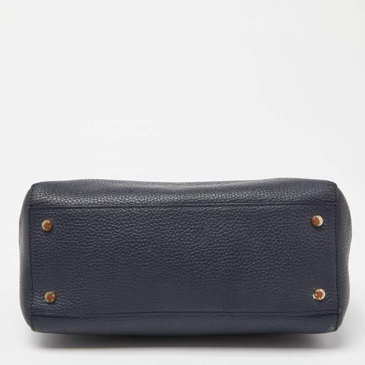 Pre Owned Aigner Blue Grained Leather Cybill Tote
