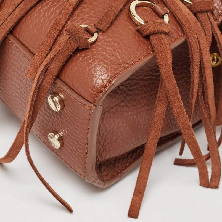 Pre Owned Aigner Brown Leather Cybill Fringe Tote
