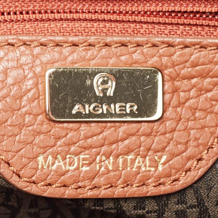 Pre Owned Aigner Brown Leather Cybill Fringe Tote