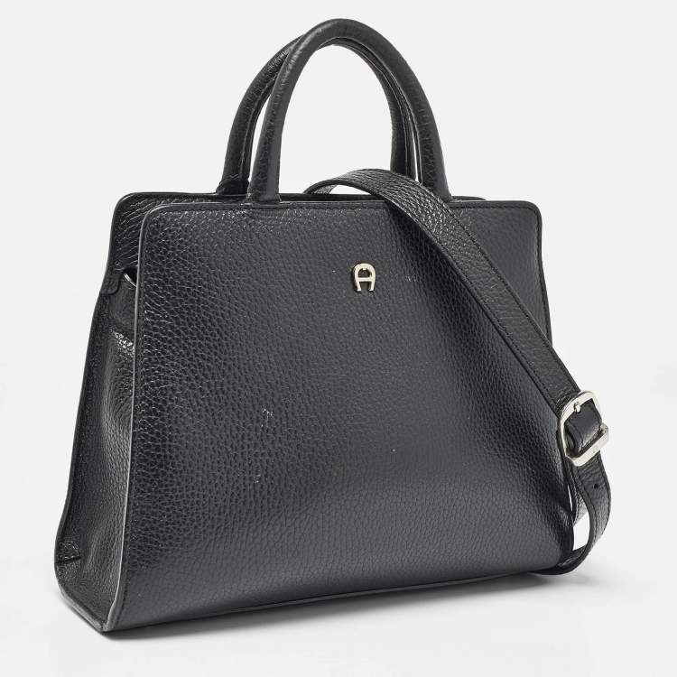 Pre Owned Aigner Black Leather Small Cybill Tote
