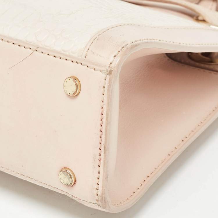 Pre Owned Aigner Two Tone Pink Croc Embossed Leather Cavallina Tote