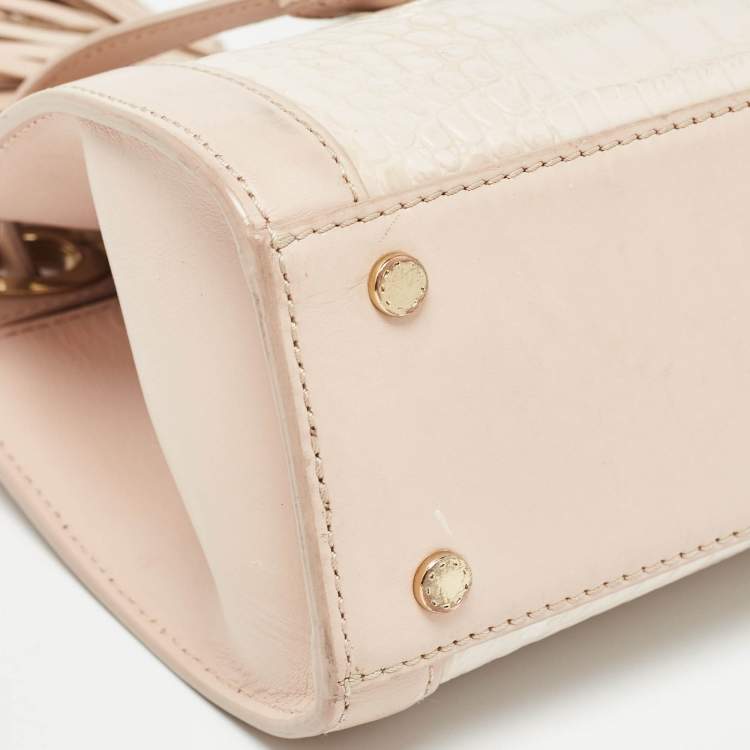Pre Owned Aigner Two Tone Pink Croc Embossed Leather Cavallina Tote