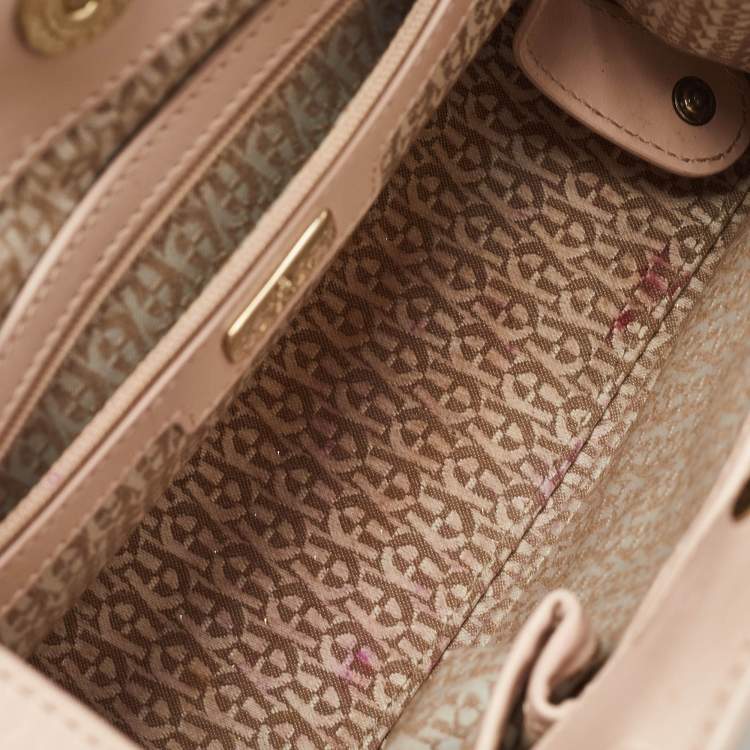 Pre Owned Aigner Two Tone Pink Croc Embossed Leather Cavallina Tote