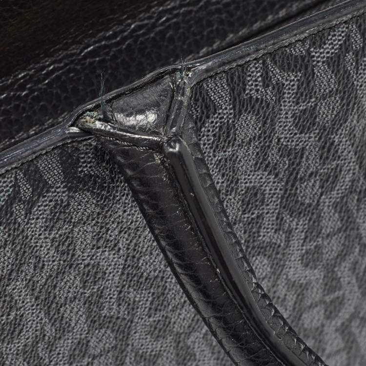 Pre Owned Aigner Black/Dark Grey Signature Coated Canvas Cybill Tote