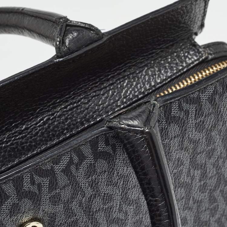 Pre Owned Aigner Black/Dark Grey Signature Coated Canvas Cybill Tote