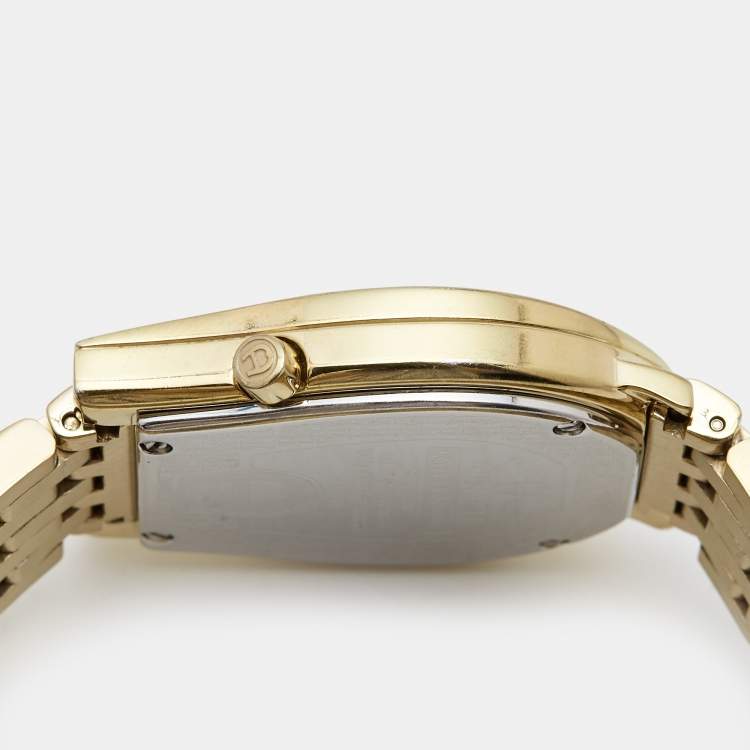 Pre Owned Aigner Yellow Mother of Pearl Gold Plated Steel Diamond Ravenna Nuovo A25100 Women's Wristwatch 33 mm