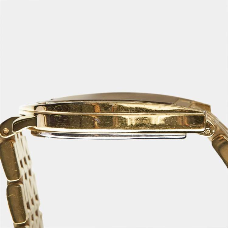 Pre Owned Aigner Yellow Mother of Pearl Gold Plated Steel Diamond Ravenna Nuovo A25100 Women's Wristwatch 33 mm