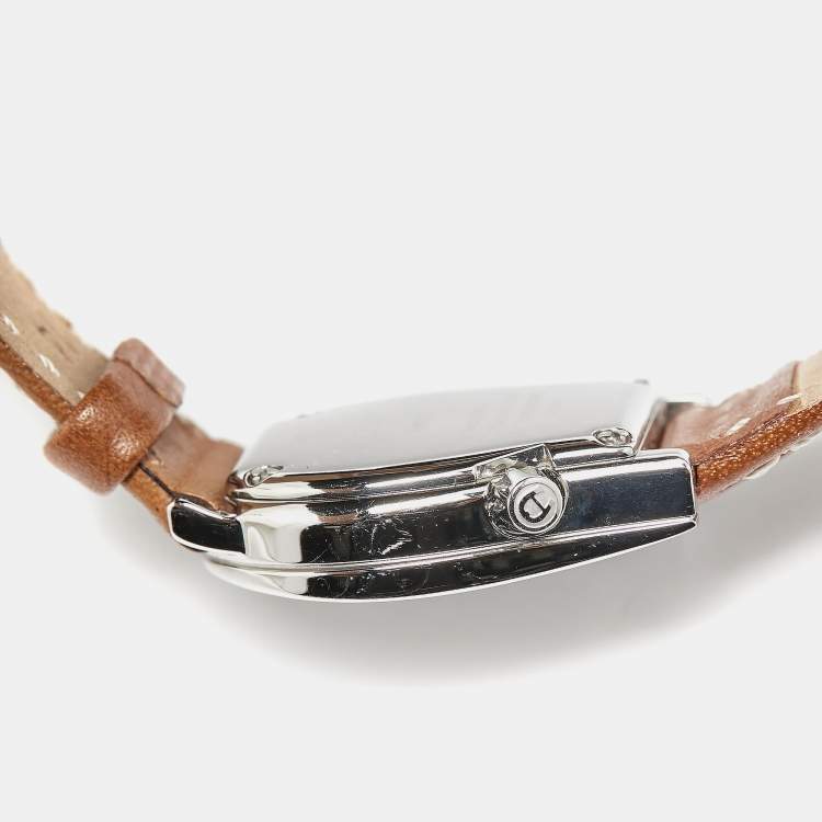 Pre Owned Aigner Silver Stainless Steel Leather Verona A01200 Women's Wristwatch 24 mm