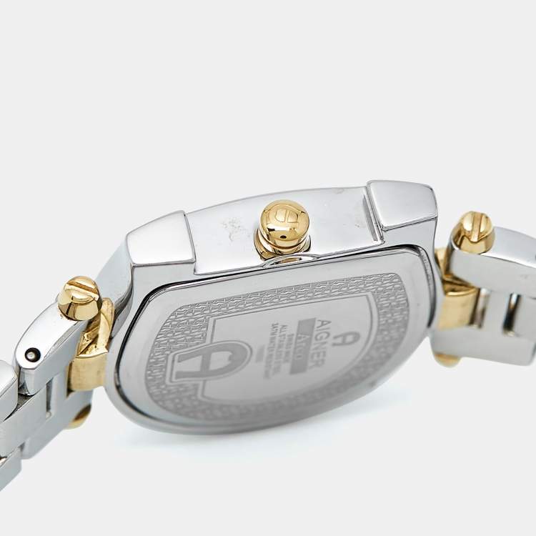 Pre Owned Aigner Mother of Pearl Two Tone Stainless Steel Arco A34200 Women's Wristwatch 25 mm 