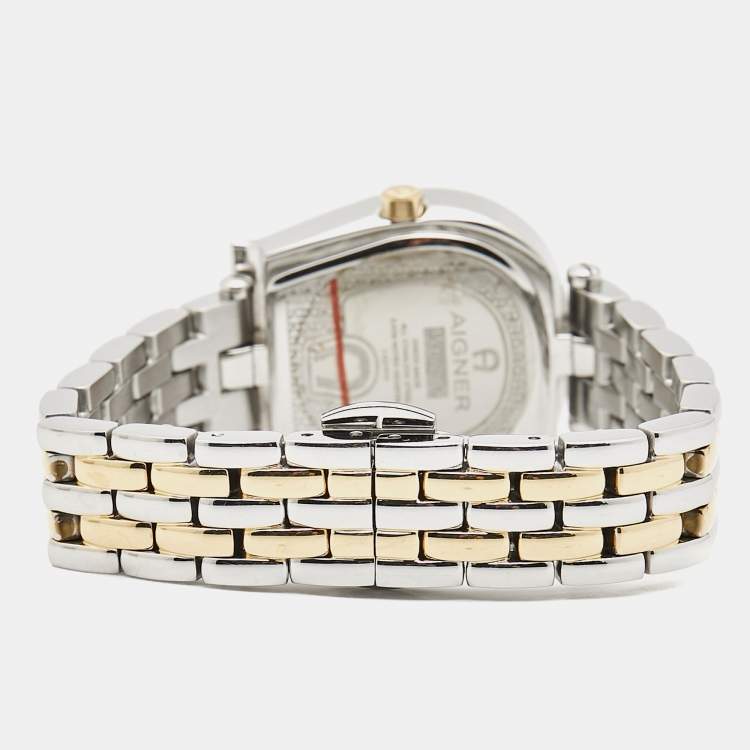 Pre Owned Aigner Blue Mother of Pearl Two Tone Stainless Steel Perugina LG21513 Women's Wristwatch 26 mm