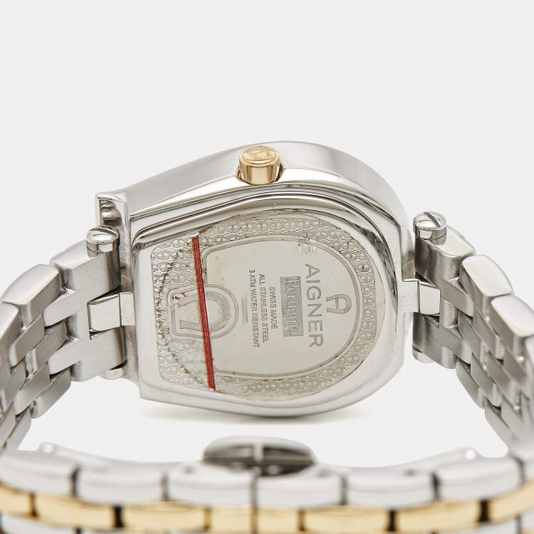 Pre Owned Aigner Blue Mother of Pearl Two Tone Stainless Steel Perugina LG21513 Women's Wristwatch 26 mm