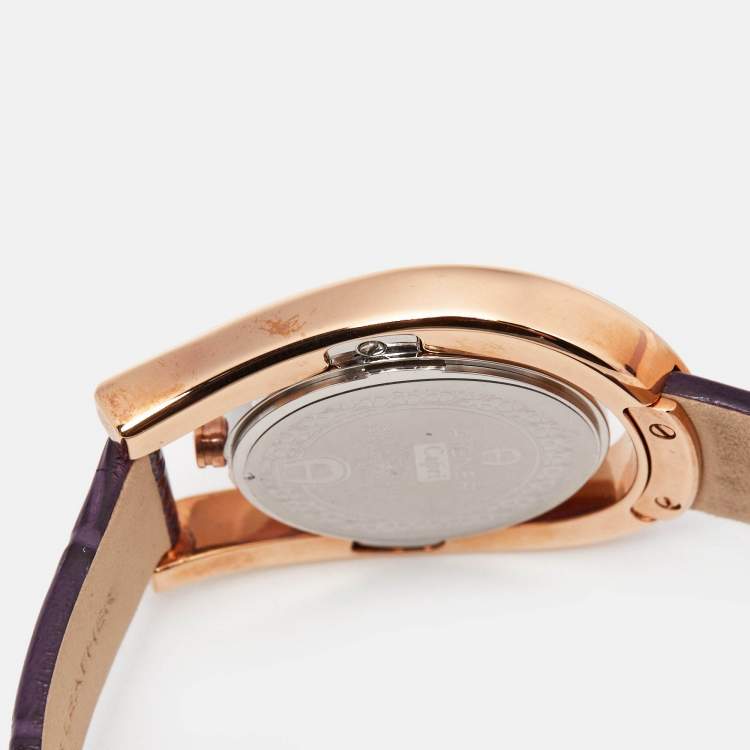 Pre Owned Aigner Mother Of Pearl Two-Tone Stainless Steel Leather Capri A146203 Women's Wristwatch 33 mm