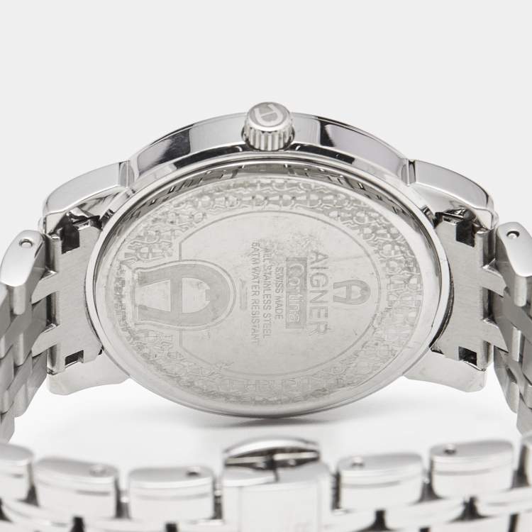 Pre Owned Aigner Mother of Pearl Stainless Steel Cortina A26300 Women's Wristwatch 36 mm