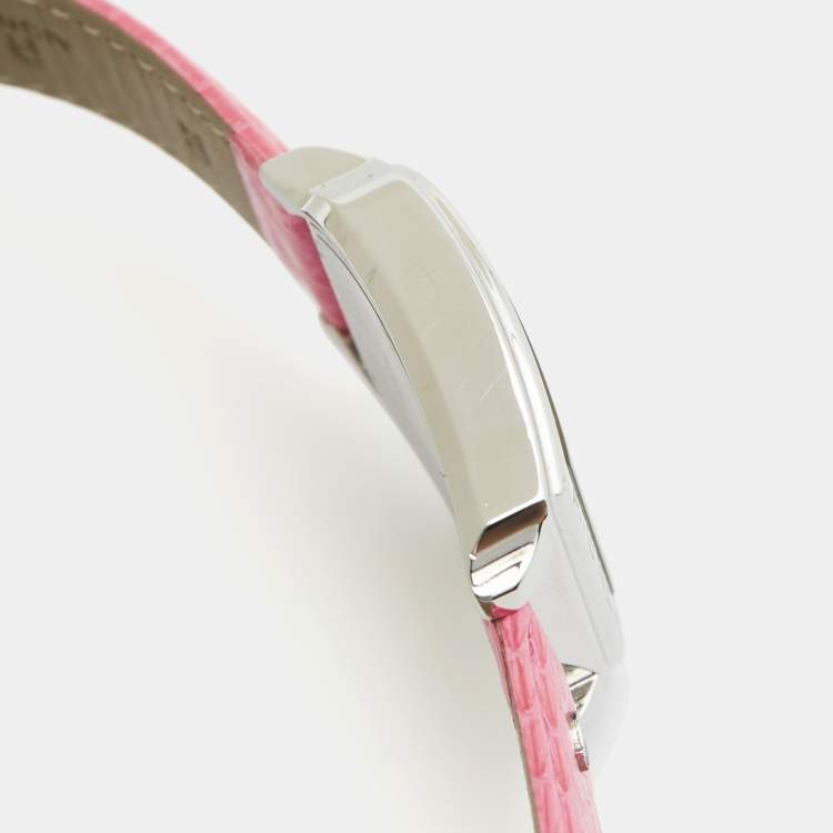 Pre Owned Aigner Pink Stainless Steel Leather Verona A48300 Women's Wristwatch 36 mm 