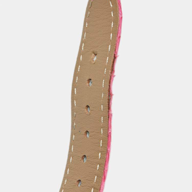 مملوكة مسبقًا Aigner Pink Stainless Steel Leather Verona A48300 Women's Wristwatch 36 mm 