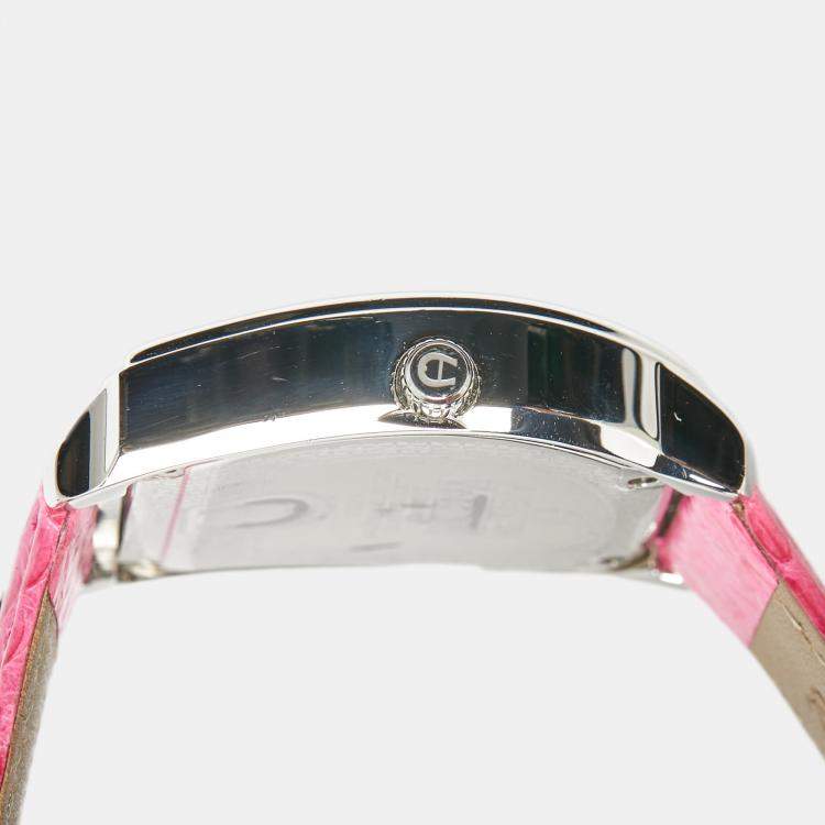 مملوكة مسبقًا Aigner Pink Stainless Steel Leather Verona A48300 Women's Wristwatch 36 mm 
