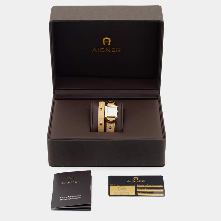 مملوكة مسبقًا Aigner Cesena A53200  Mother of Pearl Gold Plated Stainless Steel Leather Women's Wristwatch 20 mm